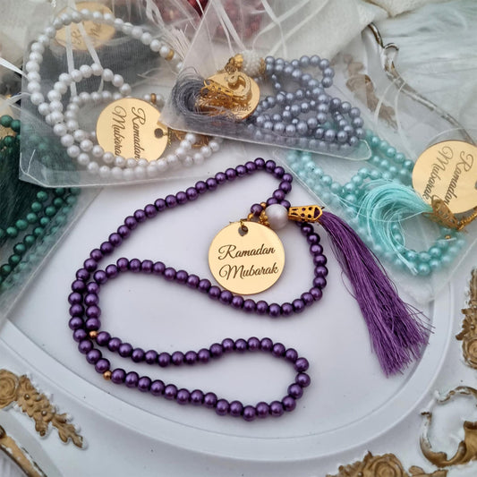 Personalized Tasbeeh Beads 99 Beads Premium Pearl Tasbih with Name Pendant