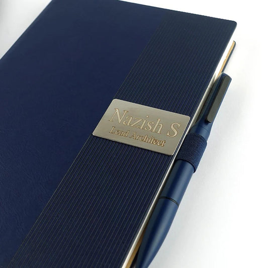 Leatherette Minimal Aesthetic Journal Name Engraved | Pen Holder