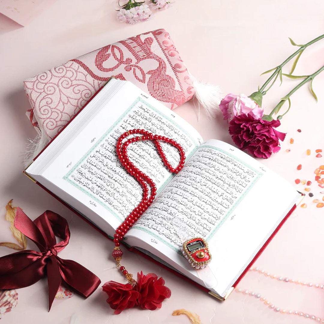 Turkish Quran Gift Set - Maroon - 4 items