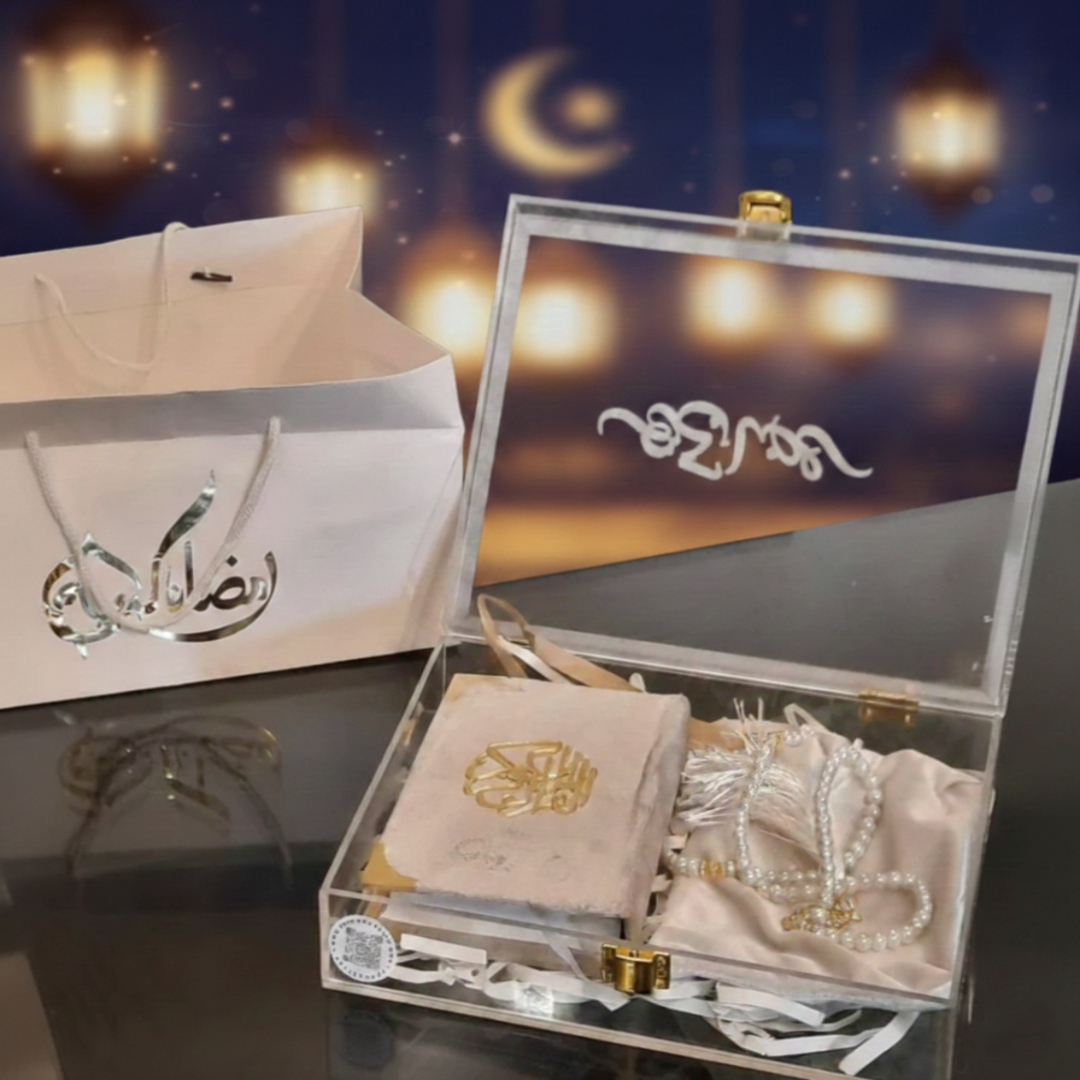Acrylic blessed tabarruk box customize perfect for Ramzan Gift BOX