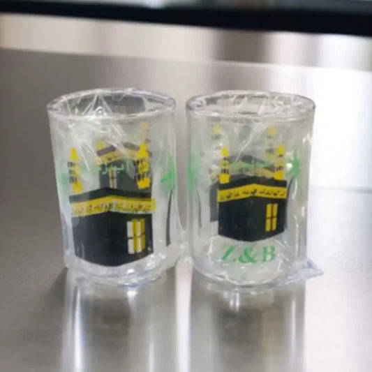 Crystal Zam Zam Glass Pack of 6 Gift for Umrah