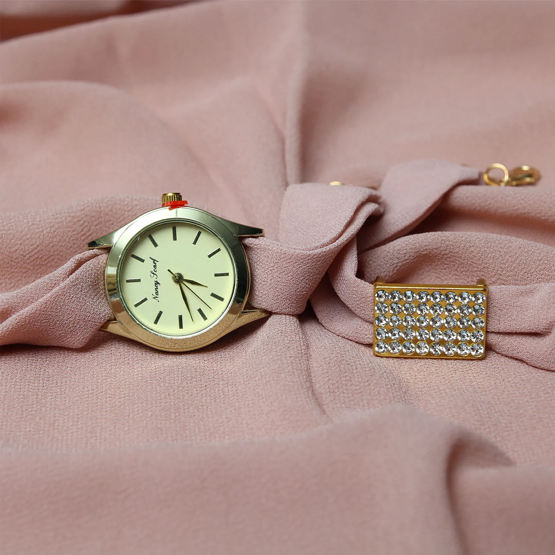 Hijab Watch Bracelet Matching Set Beige