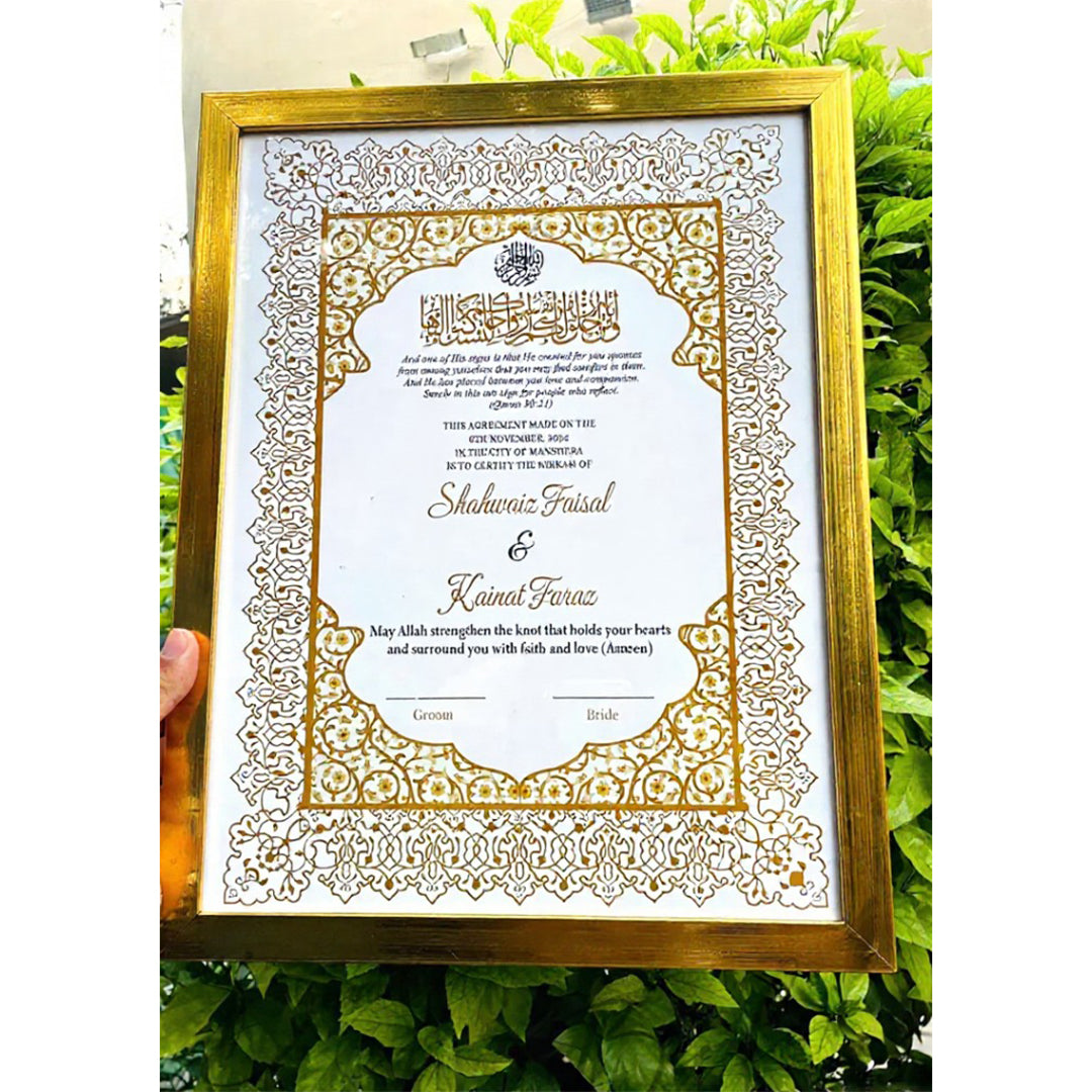 The Luxury Nikah Certificate with Golden Attractive Design | NC-168