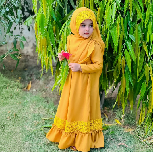 0-1 years old Daily outfit hijab and dress, Baby children abaya cute