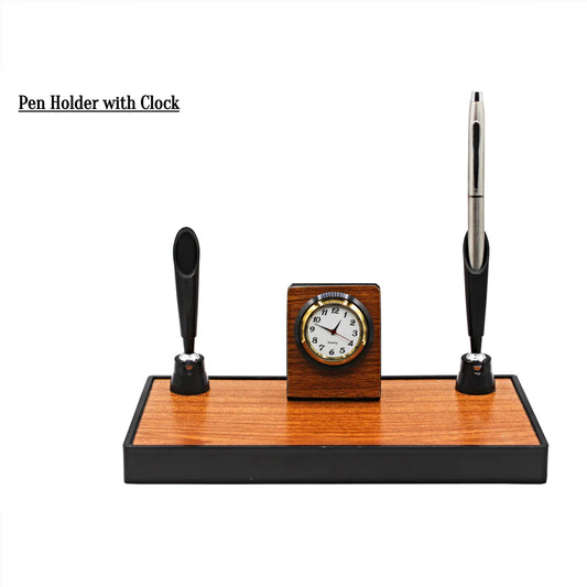 Elegant Pen Holder With Clock