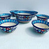 Set Of 6 Ceramic Blue Pottery Dessert/soup Bowls