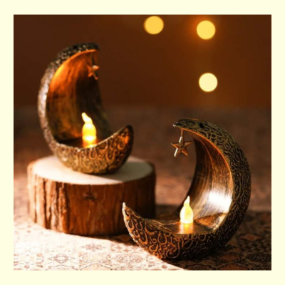 Moon and star shaped candle lantern