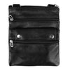 Pure Leather Shoulder Bag with Zipper Pockets Black for Men & Women