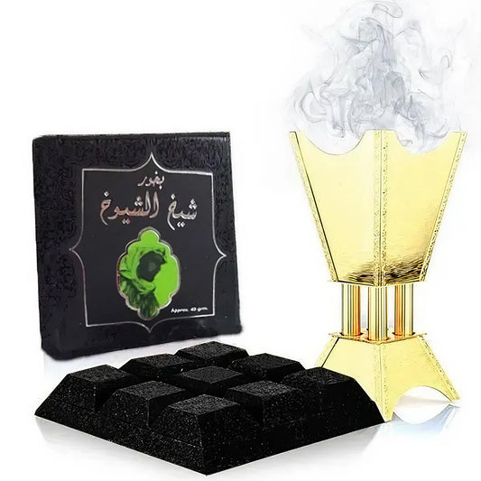 Ghilaf-e-Kaaba Bakhoor 12 Sticks With Burner