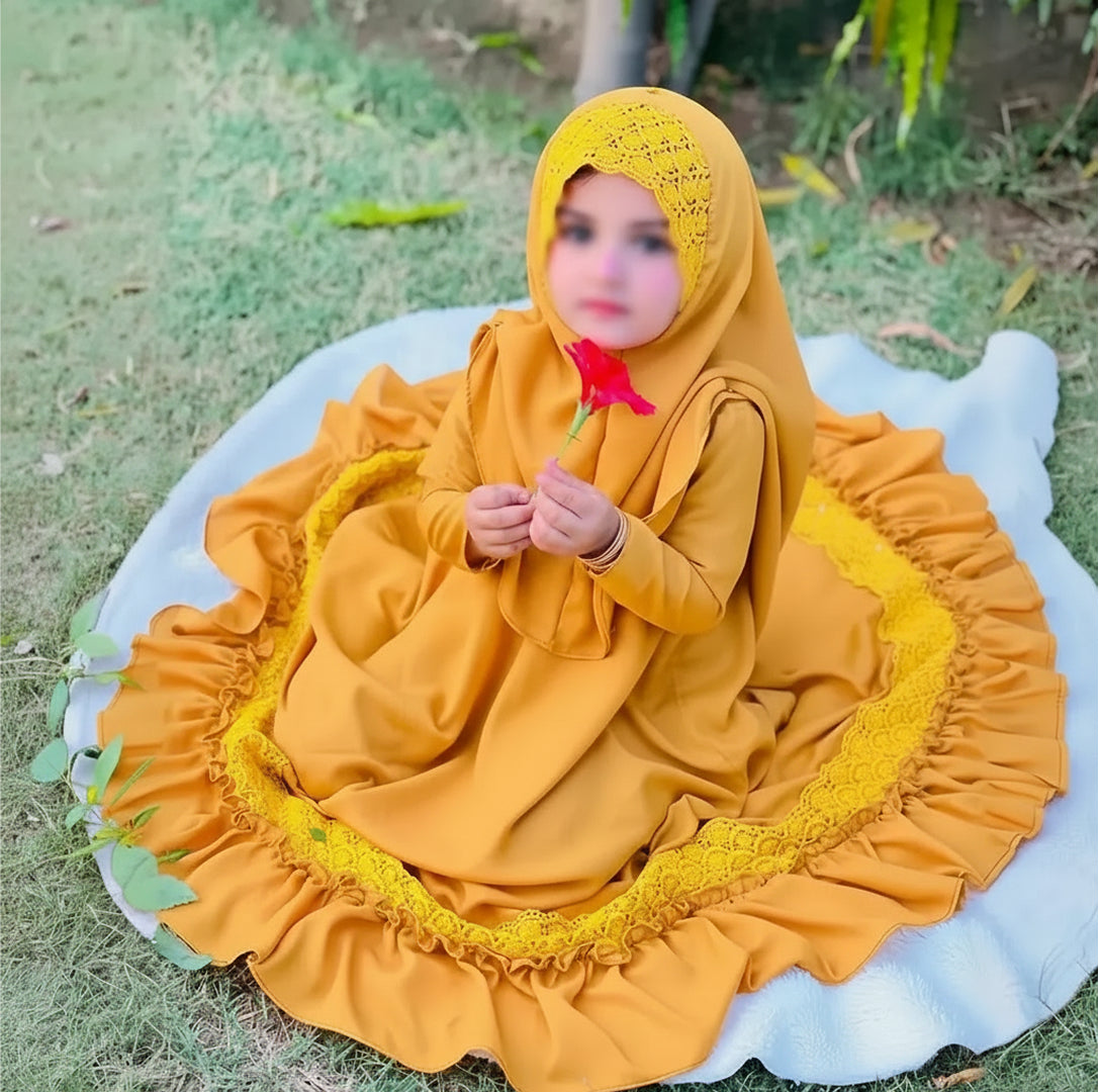 0-1 years old Daily outfit hijab and dress, Baby children abaya cute