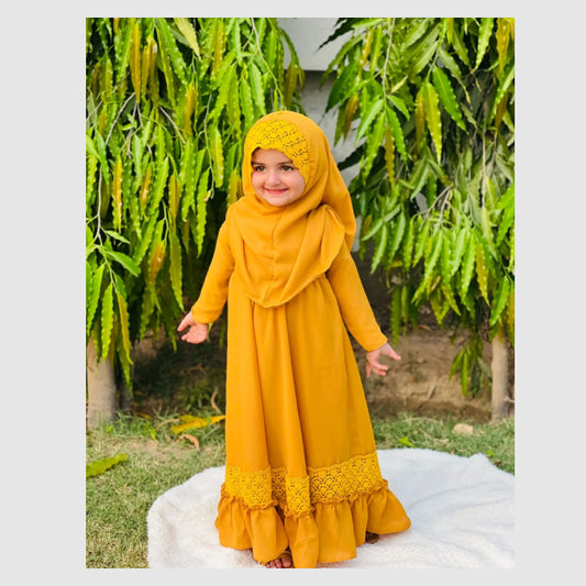 0-1 years old Daily outfit hijab and dress, Baby children abaya cute